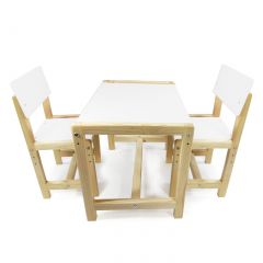 Детский растущий комплект стол и два стула  Я САМ "Лофт" (Белый, Сосна) в Красноуральске - krasnouralsk.mebel24.online | фото 1