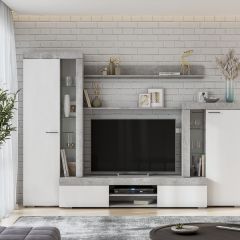 Гостиная МГС 5 (Цемент светлый/Белый) в Красноуральске - krasnouralsk.mebel24.online | фото