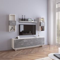 Гостиная Оскар мини (Сосна Белая Loft/Каспий темный) в Красноуральске - krasnouralsk.mebel24.online | фото