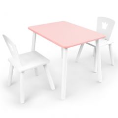 Комплект детской мебели стол и два стула Корона  (Розовый/Белый/Белый) в Красноуральске - krasnouralsk.mebel24.online | фото
