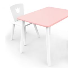 Комплект детской мебели стол и стул Корона (Розовый/Белый/Белый) в Красноуральске - krasnouralsk.mebel24.online | фото 1