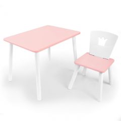 Комплект детской мебели стол и стул Корона (Розовый/Розовый/Белый) в Красноуральске - krasnouralsk.mebel24.online | фото