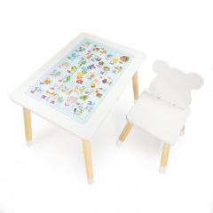 Комплект детской мебели стол и стул Мишутка с накладкой Алфавит (Белый/Белый/Береза) в Красноуральске - krasnouralsk.mebel24.online | фото 2
