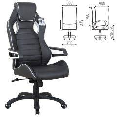 Кресло компьютерное BRABIX Techno Pro GM-003 (экокожа черное/серое, вставки серые) 531814 в Красноуральске - krasnouralsk.mebel24.online | фото