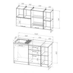 Кухонный гарнитур Ольга медиум 3 1400 мм в Красноуральске - krasnouralsk.mebel24.online | фото 2