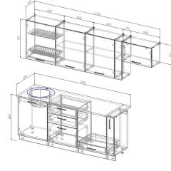 Кухонный гарнитур Вегас 2550 (Стол. 26мм) в Красноуральске - krasnouralsk.mebel24.online | фото 2