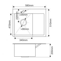 Мойка HD5851L MELANA ProfLine 3,0/200 САТИН врезная прямоугольная с коландером HD5851L в Красноуральске - krasnouralsk.mebel24.online | фото 2
