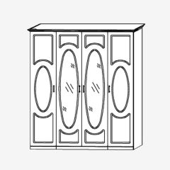 Прованс-2 Шкаф 4-х дверный с 2 зеркалами (Итальянский орех/Груша с платиной черной) в Красноуральске - krasnouralsk.mebel24.online | фото