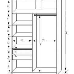 Шкаф-купе 1400 серии SOFT D1+D3+B2+PL1 (2 ящика+1штанга) профиль «Графит» в Красноуральске - krasnouralsk.mebel24.online | фото 3
