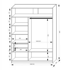 Шкаф-купе 1500 серии NEW CLASSIC K2+K2+B2+PL2(2 ящика+1 штанга+1 полка) профиль «Капучино» в Красноуральске - krasnouralsk.mebel24.online | фото 3