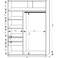 Шкаф-купе 1600 серии SOFT D1+D3+B2+PL1 (2 ящика+1штанга) профиль «Графит» в Красноуральске - krasnouralsk.mebel24.online | фото 4