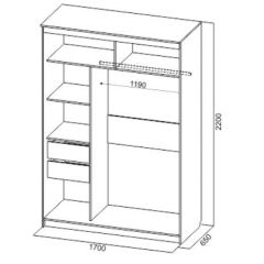 Шкаф-купе №19 Серия 3 Квадро (1700) Ясень Анкор светлый в Красноуральске - krasnouralsk.mebel24.online | фото 4