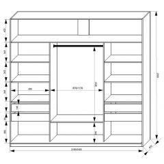 Шкаф-купе 2100 серии SOFT D2+D7+D3+B22+PL2 (по 2 ящика лев/прав+1штанга+1полка) профиль «Графит» в Красноуральске - krasnouralsk.mebel24.online | фото 3