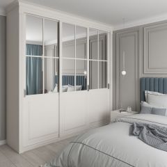 Шкаф-купе 2150 серии NEW CLASSIC K4+K4+K4+B22+PL4(по 2 ящика лев/прав+F обр.штанга) профиль «Капучино» в Красноуральске - krasnouralsk.mebel24.online | фото