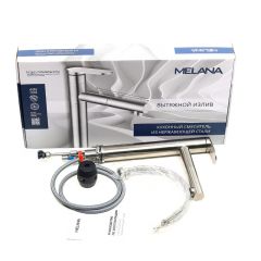 Смеситель д/кухни MELANA-F610303 Stello нерж.сталь, однорычажный, сатин, вытяжной излив в Красноуральске - krasnouralsk.mebel24.online | фото 2