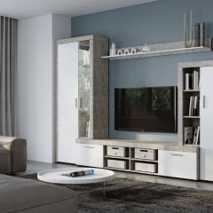 Стенка SKYE (Beton Jasny Atelier/белый) в Красноуральске - krasnouralsk.mebel24.online | фото