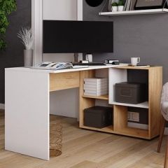 Стол компьютерный угловой СКМУ-4 Белый/Дуб крафт золотой в Красноуральске - krasnouralsk.mebel24.online | фото