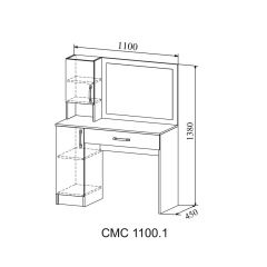 СОФИ Стол макияжный СМС 1100.1 с зеркалом (дуб сонома/белый) в Красноуральске - krasnouralsk.mebel24.online | фото 2