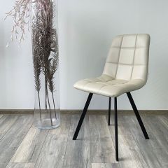 Стул CHILLI SQUARE HK017-02 серо-бежевый, PU/ черный каркас М-City в Красноуральске - krasnouralsk.mebel24.online | фото 2