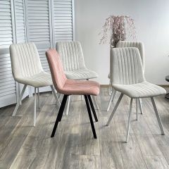 Стул ELVIS WZ2042-18 белая галька фактурный велюр / белый каркас М-City в Красноуральске - krasnouralsk.mebel24.online | фото 2