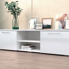 Тумба ТВ 1500 (ЛДСП Белый/Белый глянец) в Красноуральске - krasnouralsk.mebel24.online | фото