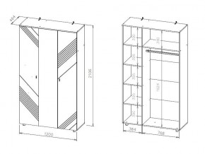 БАЙКАЛ Шкаф трехстворчатый (Графит/Дуб золотой) в Красноуральске - krasnouralsk.mebel24.online | фото 3