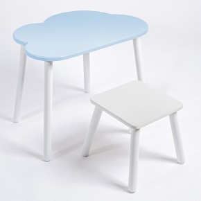 Детский комплект стол ОБЛАЧКО  и табурет Rolti Baby (голубая столешница/белое сиденье/белые ножки) в Красноуральске - krasnouralsk.mebel24.online | фото
