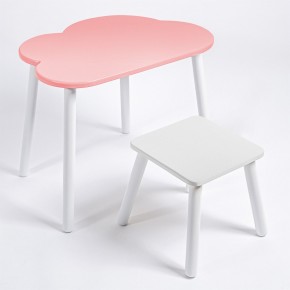 Детский комплект стол ОБЛАЧКО  и табурет Rolti Baby (розовая столешница/белое сиденье/белые ножки) в Красноуральске - krasnouralsk.mebel24.online | фото 1