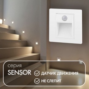 DK1020-WH Светильник встраиваемый в стену c датчиком движения, IP 20, LED 3000, 1 Вт, белый, пластик в Красноуральске - krasnouralsk.mebel24.online | фото 2