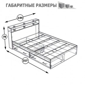 Камелия Кровать с ящиками 1400, цвет белый, ШхГхВ 143,5х217х78,2 см., сп.м. 1400х2000 мм., без матраса, основание есть в Красноуральске - krasnouralsk.mebel24.online | фото 7