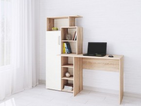 Компьютерный Стол Квартет-7 Дуб сонома/Белый в Красноуральске - krasnouralsk.mebel24.online | фото