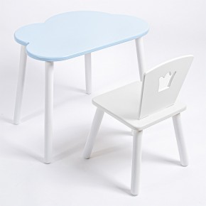 Комплект детский стол ОБЛАЧКО и стул КОРОНА ROLTI Baby (голубая  столешница/белое сиденье/белые ножки) в Красноуральске - krasnouralsk.mebel24.online | фото