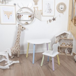 Комплект детский стол ОБЛАЧКО и стул МИШКА ROLTI Baby (белая столешница/белое сиденье/цветные ножки) в Красноуральске - krasnouralsk.mebel24.online | фото