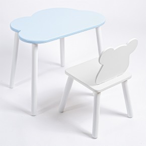 Комплект детский стол ОБЛАЧКО и стул МИШКА ROLTI Baby (голубая столешница/белое сиденье/белые ножки) в Красноуральске - krasnouralsk.mebel24.online | фото