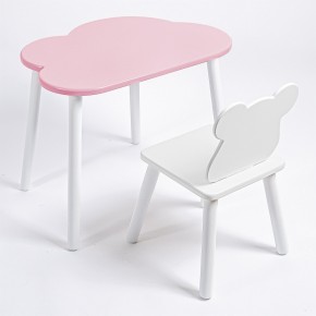 Комплект детский стол ОБЛАЧКО и стул МИШКА ROLTI Baby (розовая столешница/белое сиденье/белые ножки) в Красноуральске - krasnouralsk.mebel24.online | фото