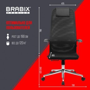 Кресло BRABIX PREMIUM "Ultimate EX-801" хром, плотная двойная сетка Х2, черное, 532917 в Красноуральске - krasnouralsk.mebel24.online | фото 7