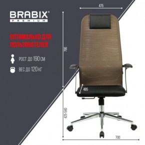 Кресло BRABIX PREMIUM "Ultimate EX-801" хром, плотная двойная сетка Х2, черное/коричневое, 532920 в Красноуральске - krasnouralsk.mebel24.online | фото 6