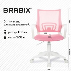 Кресло BRABIX "Fly MG-396W", с подлокотниками, пластик белый, сетка, розовое, 533008 в Красноуральске - krasnouralsk.mebel24.online | фото 5