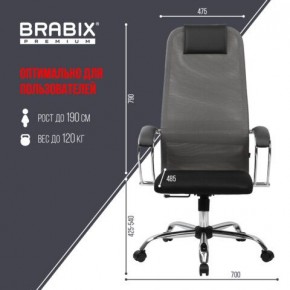 Кресло офисное BRABIX PREMIUM "Ultimate EX-800" хром, плотная двойная сетка Х2, черное/серое, 532912 в Красноуральске - krasnouralsk.mebel24.online | фото 3