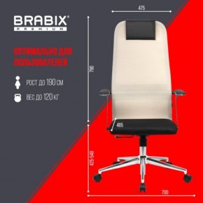 Кресло офисное BRABIX PREMIUM "Ultimate EX-801" хром, плотная двойная сетка Х2, черное/бежевое, 532919 в Красноуральске - krasnouralsk.mebel24.online | фото 6