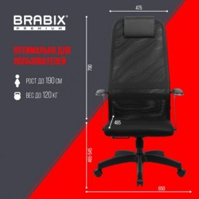 Кресло офисное BRABIX PREMIUM "Ultimate EX-801" пластик, плотная двойная сетка Х2, черное, 532922 в Красноуральске - krasnouralsk.mebel24.online | фото 5