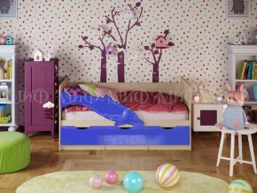 Кровать Дельфин-1 800*1600 (Синий металлик/дуб крафт белый) в Красноуральске - krasnouralsk.mebel24.online | фото