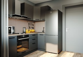Кухня угловая Антрацит 2200х1000 (Стол. 38мм) в Красноуральске - krasnouralsk.mebel24.online | фото 1