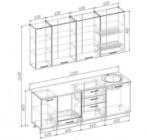 Кухонный гарнитур Графика 2200 (Стол. 26мм) в Красноуральске - krasnouralsk.mebel24.online | фото 2