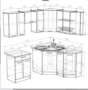 Кухонный гарнитур Ника мега оптима 2100*1500 в Красноуральске - krasnouralsk.mebel24.online | фото 3