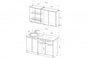 ЛОТОС Кухонный гарнитур Медиум 2 (1400 мм) в Красноуральске - krasnouralsk.mebel24.online | фото 2