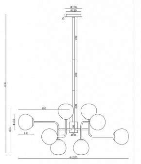 Люстра на штанге Maytoni Erich MOD221-PL-12-G в Красноуральске - krasnouralsk.mebel24.online | фото 3