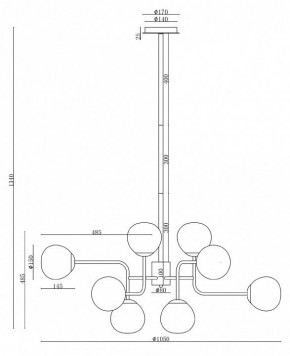 Люстра на штанге Maytoni Erich MOD221-PL-12-N в Красноуральске - krasnouralsk.mebel24.online | фото 3