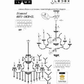 Подвесная люстра iLamp Diamond 6071-18 CR+CL в Красноуральске - krasnouralsk.mebel24.online | фото 2