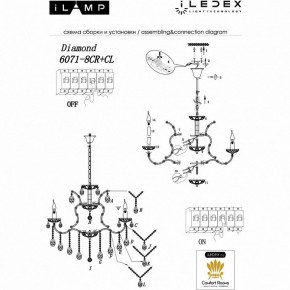 Подвесная люстра iLamp Diamond 6071-8 CR+CL в Красноуральске - krasnouralsk.mebel24.online | фото 2